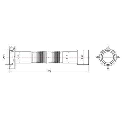 Гибкая труба Lidz (WHI) 60 01 G002 00 с накидной гайкой 1 1/2" длина 600 мм