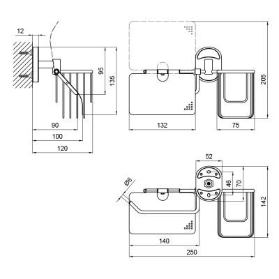 Держатель для туалетной бумаги Lidz (CRM) 114.03.02 Держатель для туалетной бумаги Lidz (CRM) 114.03.02