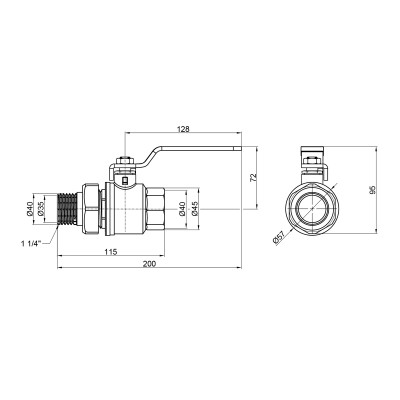 Кран шаровой "Американка" SD Plus 1" 1/4 ВН прямой SD220W32 Кран шаровой "Американка" SD Plus 1" 1/4 ВН прямой SD220W32