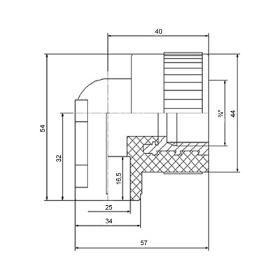 Уголок PPR Blue Ocean настенный с креплением 25х3/4", 90° ВР Уголок PPR Blue Ocean настенный с креплением 25х3/4", 90° ВР