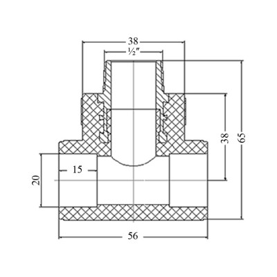 Тройник PPR Blue Ocean 20х1/2"х20 НР