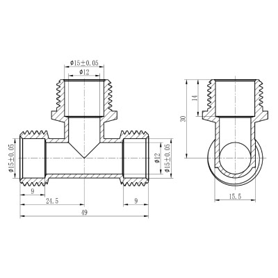 Тройник обжимной SD Forte 16х1/2"х16 НР SF178W161516 Тройник обжимной SD Forte 16х1/2"х16 НР SF178W161516
