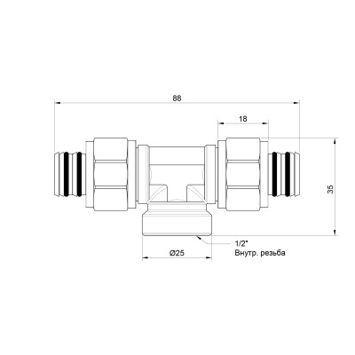 Тройник обжимной Icma 20х1/2"х20 ВР №548