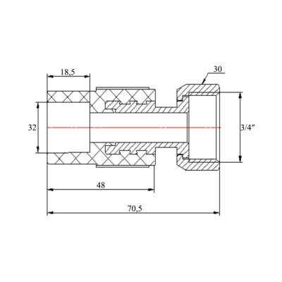 Муфта PPR Blue Ocean с накидной гайкой 32х3/4" ВР Муфта PPR Blue Ocean с накидной гайкой 32х3/4" ВР