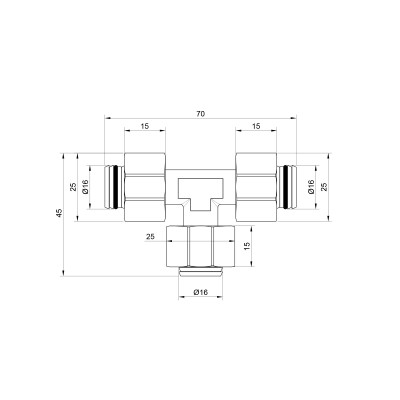 Тройник обжимной SD Plus 16 SD158W161616