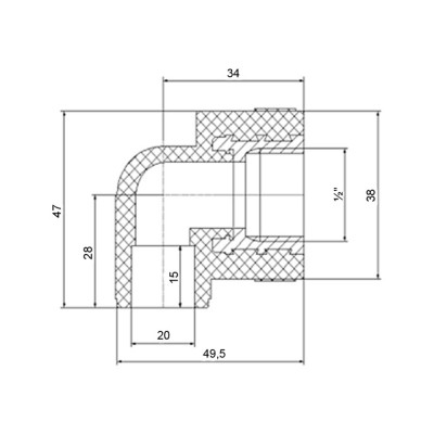 Уголок PPR Blue Ocean 20х1/2", 90° ВР