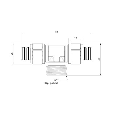 Тройник обжимной Icma 20х3/4"х20 НР №547