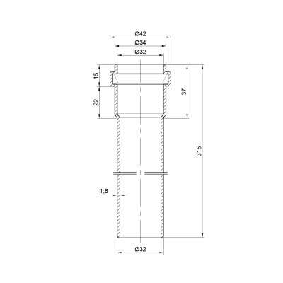 Труба PPR канализационная TA Sewage 32х1,8, 0,315 м