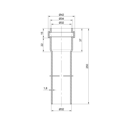 Труба PPR канализационная TA Sewage 32х1,8, 0,25 м