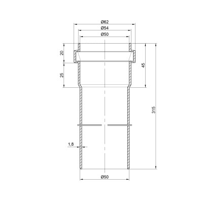 Труба PPR канализационная TA Sewage 50х1,8, 0,315 м