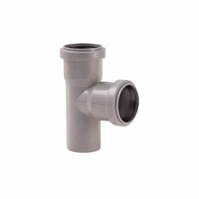 Тройник ПВХ канализационный 50, 90° Тройник ПВХ канализационный 50, 90°