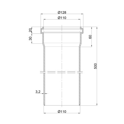 Труба ПВХ канализационная 110х3,2 0,5 м