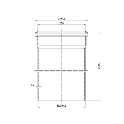 Труба ПВХ канализационная 250х4,9 2 м