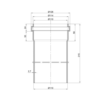 Труба PPR канализационная TA Sewage 110х2,7, 0,315 м