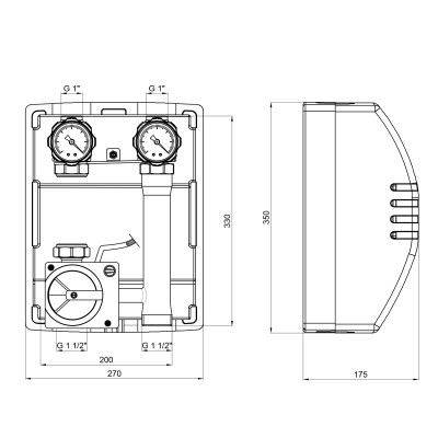 Насосная группа Icma 1" 1/2х1" подключение слева, без насоса №R001