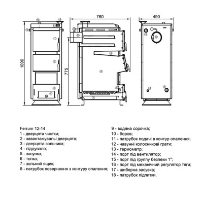 Котел твердотопливный стальной Thermo Alliance Ferrum FSF 12-14