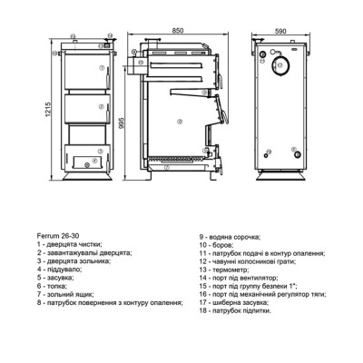 Котел твердотопливный стальной Thermo Alliance Ferrum FSF 26-30