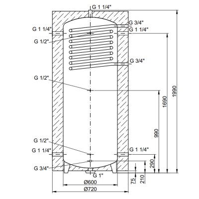 Теплоаккумулятор Thermo Alliance TAI-10 500 с теплообменником 1,4 кв. м с изоляцией 60 мм