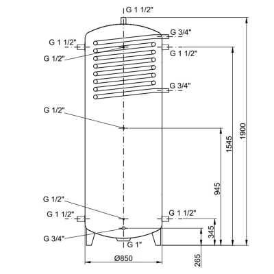 Теплоаккумулятор Thermo Alliance TAI-10 1000 с теплообменником 1,4 кв. м без изоляции Теплоаккумулятор Thermo Alliance TAI-10 1000 с теплообменником 1,4 кв. м без изоляции