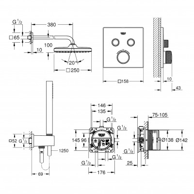 Душевая система Grohe Grohtherm SmartControl 26415SC1