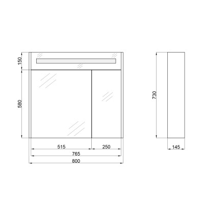 Зеркальный шкаф подвесной Qtap 800х730х145 Robin Graphite с LED-подсветкой QT1377ZP8002G