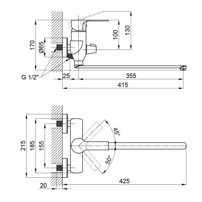 Смеситель для ванны Qtap Ustek 3216107GCW