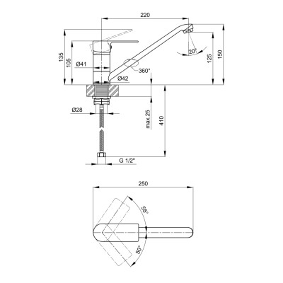 Смеситель для кухни Lidz (CRM) 23 48 003 250 мм Смеситель для кухни Lidz (CRM) 23 48 003 250 мм