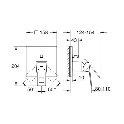 Внешняя часть смесителя для душа Grohe Eurocube 24062000 на два потребителя