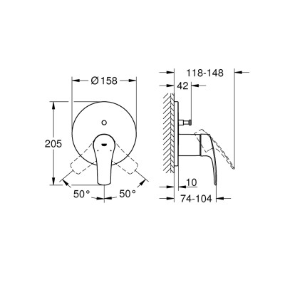 Внешняя часть смесителя для душа Grohe Eurocube New 24043003 на два потребителя