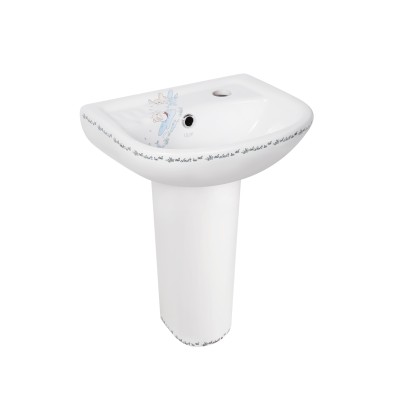 Раковина напольная с пьедесталом детская Qtap Baby 375x305x520 White с рисунком, с донным клапаном QT2311LP304BW