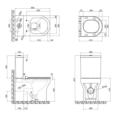 Унитаз-компакт Qtap Aquarius безободковый с сиденьем Soft-close QT2122C665PW Унитаз-компакт Qtap Aquarius безободковый с сиденьем Soft-close QT2122C665PW