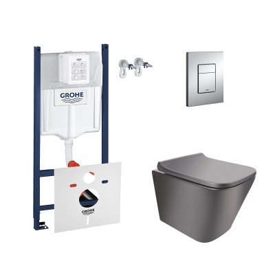 Набор инсталляция 4 в 1 Grohe Rapid SL 3884000G + унитаз с сиденьем Qtap Tern QT1733052ER