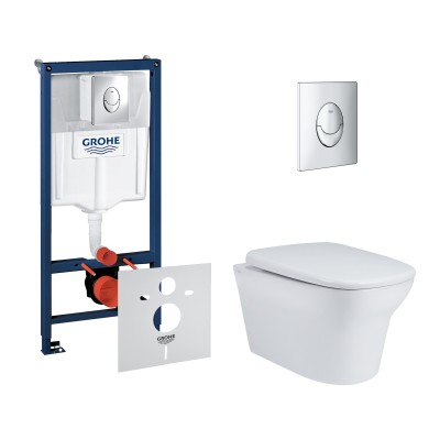 Набор инсталляция 4 в 1 Grohe Rapid SL 38721001 + унитаз с сиденьем Qtap Gemini QT25332614EW