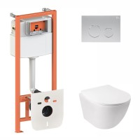 Набор Qtap инсталляция 3 в 1 Nest QT0133M425 + панель смыва QT0111M11111SAT + унитаз с сиденьем Jay QT07335176W Набор Qtap инсталляция 3 в 1 Nest QT0133M425 + панель смыва QT0111M11111SAT + унитаз с сиденьем Jay QT07335176W