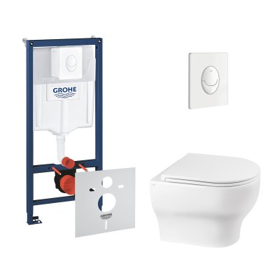 Набор инсталляция 4 в 1 Grohe Rapid SL 38722001 + унитаз с сиденьем Qtap Aries QT0333063ERW