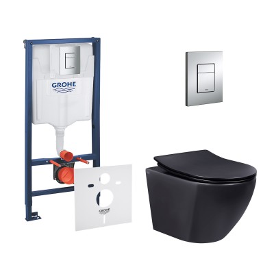 Набор инсталляция 4 в 1 Grohe Rapid SL 38772001 + унитаз с сиденьем Qtap Robin QT1333046ERMB