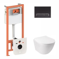 Набор Qtap инсталляция 3 в 1 Nest QT0133M425 + панель смыва QT0111M08V1091MB + унитаз с сиденьем Jay QT07335176W Набор Qtap инсталляция 3 в 1 Nest QT0133M425 + панель смыва QT0111M08V1091MB + унитаз с сиденьем Jay QT07335176W