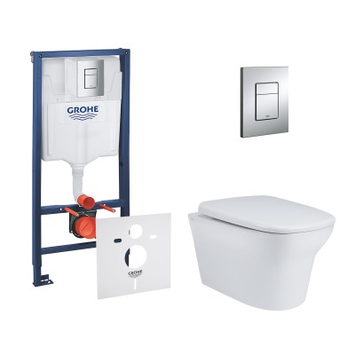 Набор инсталляция 4 в 1 Grohe Rapid SL 38772001 + унитаз с сиденьем Qtap Gemini QT25332614EW