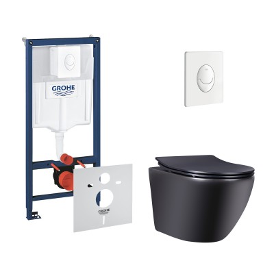 Набор инсталляция 4 в 1 Grohe Rapid SL 38722001 + унитаз с сиденьем Qtap Robin QT1333046ENRMB