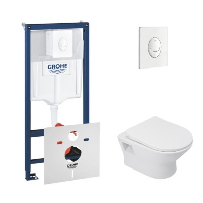 Набор инсталляция 4 в 1 Grohe Rapid SL 38722001 + унитаз с сиденьем Qtap Lark QT0331159W