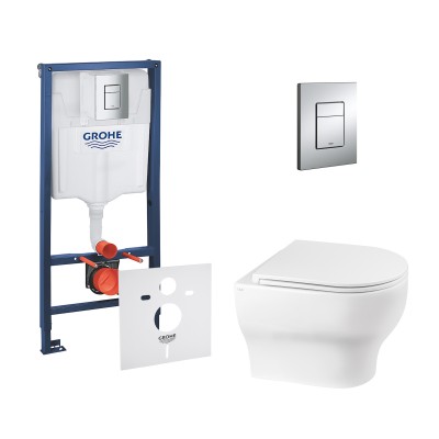 Набор инсталляция 4 в 1 Grohe Rapid SL 38772001 + унитаз с сиденьем Qtap Aries QT0333063ERW