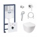 Комплект инсталляция Grohe Rapid SL 38827000 + унитаз с сиденьем Qtap Jay QT07335176W + набор для гигиенического душа Grohe BauClassic 111048
