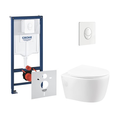 Набор инсталляция 4 в 1 Grohe Rapid SL 38722001 + унитаз с сиденьем Qtap Leo QT11331002ERW