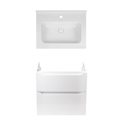 Комплект Qtap тумба подвесная Scorpio 600х585х460 мм White + раковина врезная Albatross 01 QT71SC43965