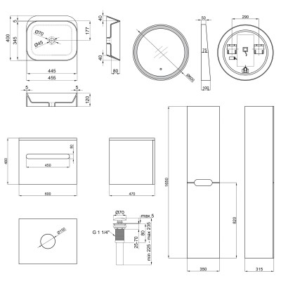 Комплект мебели для ванной Qtap тумба + раковина + зеркало + пенал QT044VI43002