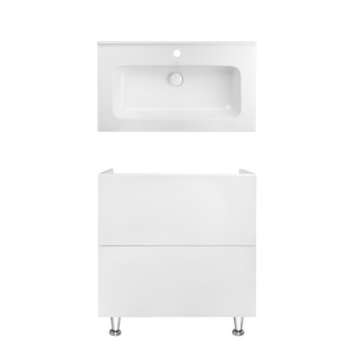 Комплект Qtap тумба напольная Tern 800х725х437 мм White + раковина врезная Albatross 01 QT71TE44093