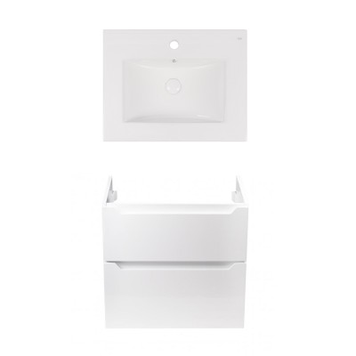 Комплект Qtap тумба подвесная Scorpio 600х585х460 мм White + раковина врезная Albatross New QT71SC43968