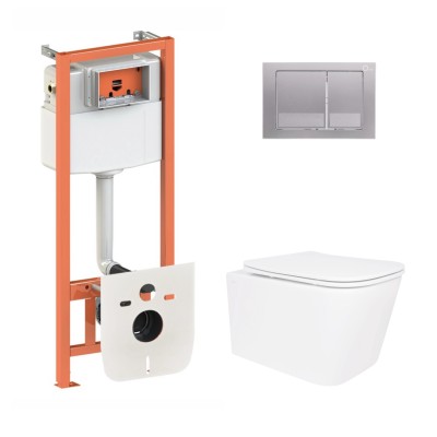 Подвесной унитаз Crow Ultra Quiet 520×360×290 + комплект инсталляции Nest 4 в 1 (квадратная клавиша Satin) Подвесной унитаз Crow Ultra Quiet 520×360×290 + комплект инсталляции Nest 4 в 1 (квадратная клавиша Satin)