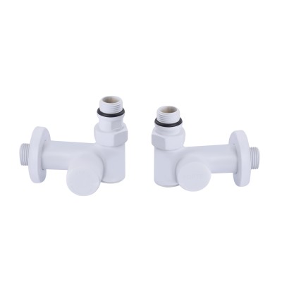 Комплект кранов SD Forte 1/2" НР для полотенцесушителя угловой белый SF395W15HEW