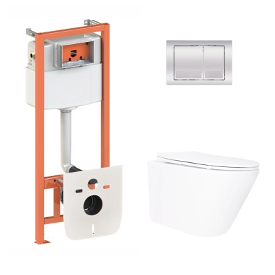 Подвесной унитаз Swan Ultra Quiet 520×360×320 + комплект инсталляции Nest 4 в 1 (квадратная клавиша Chrome) Подвесной унитаз Swan Ultra Quiet 520×360×320 + комплект инсталляции Nest 4 в 1 (квадратная клавиша Chrome)